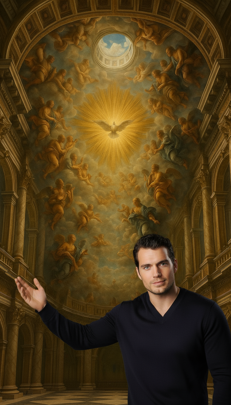 Storyboard 2: Style: Cinematic documentary with ethereal cathedral lighting | Audio: Ambient cathedral acoustics with gentle orchestral swells Dialogue: "