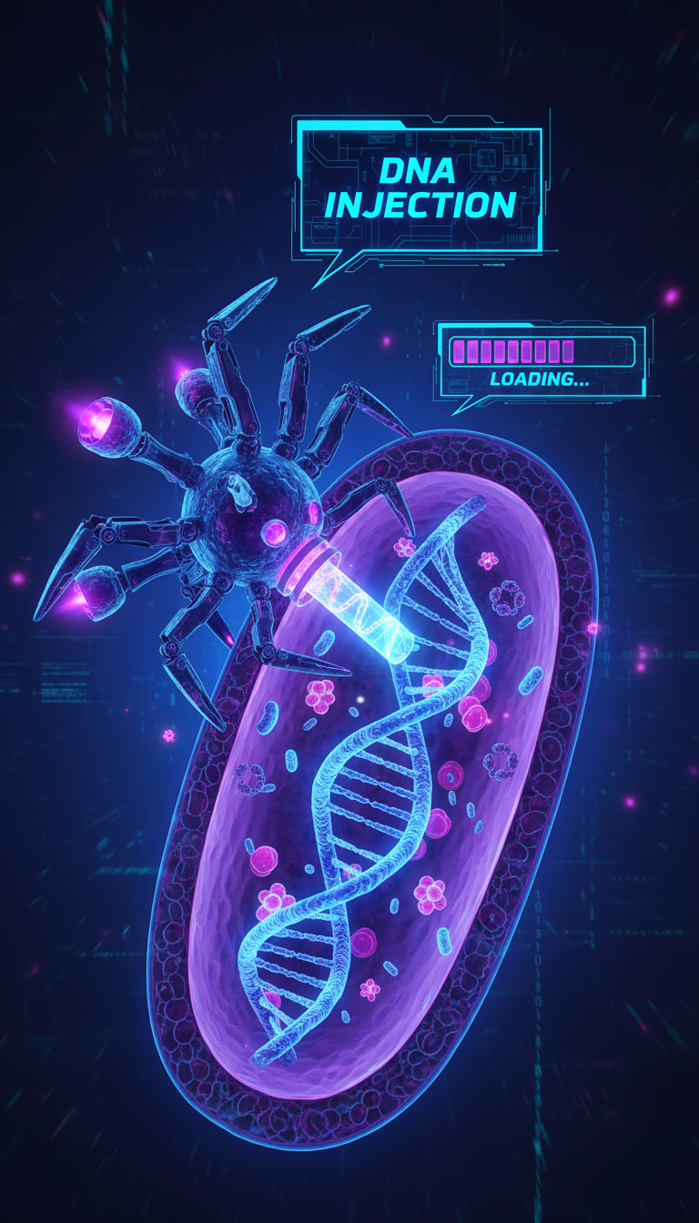 Storyboard 3: Style: Microscopic cross-section animation with electric cyberpunk effects | Audio: Electronic zaps and pops Shot 1 (0-4s): Close-up, front