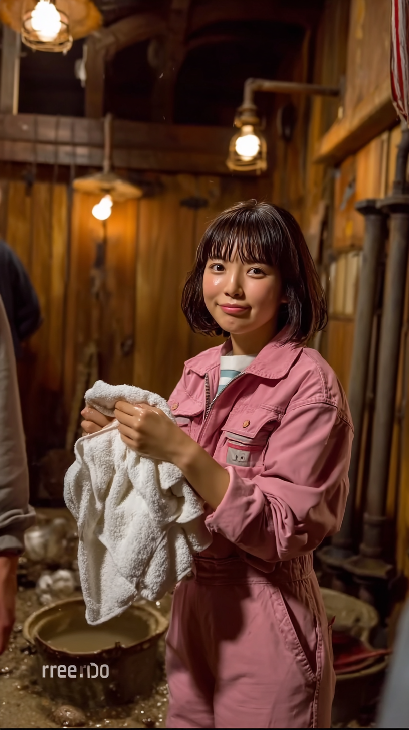 Storyboard 2: Style: Behind-the-scenes documentary | Audio: Traditional Japanese instruments with warm ambiance Shot 1 (0-1.5s): Medium shot - Young actre