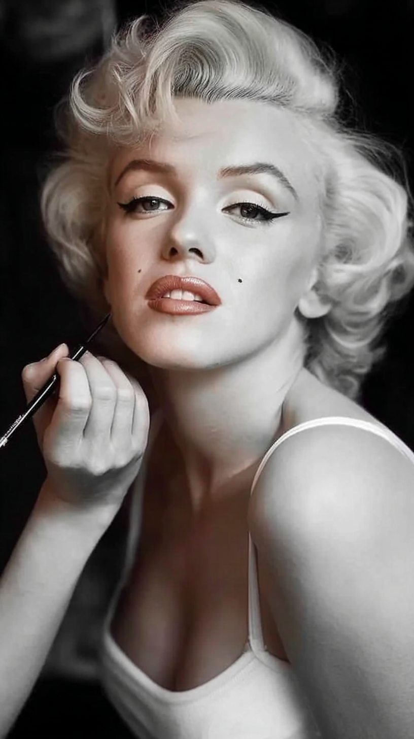 Storyboard 8: Close-up - KVD Tattoo Liner in Marilyn's hand, product label and branding clearly visible