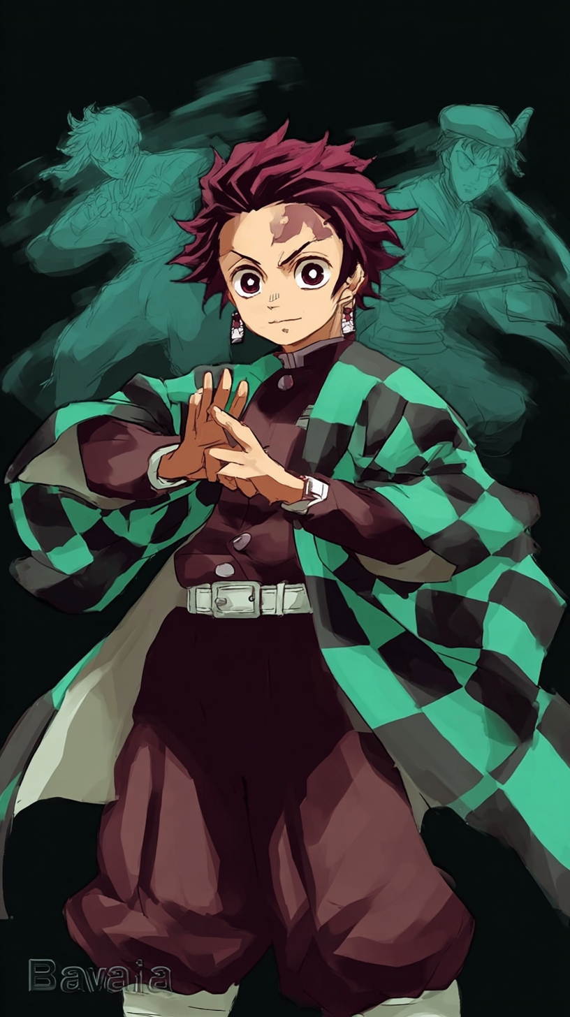 Storyboard 9: Medium shot - Tanjiro in strategic pose, hand gestures explaining