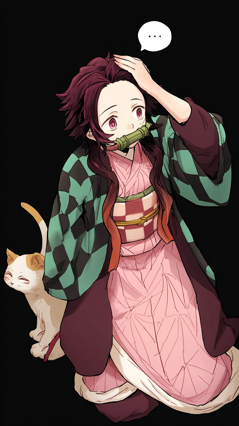 Storyboard 12: Medium shot - Tanjiro's gentle pat on Nezuko's head, reassuring gesture