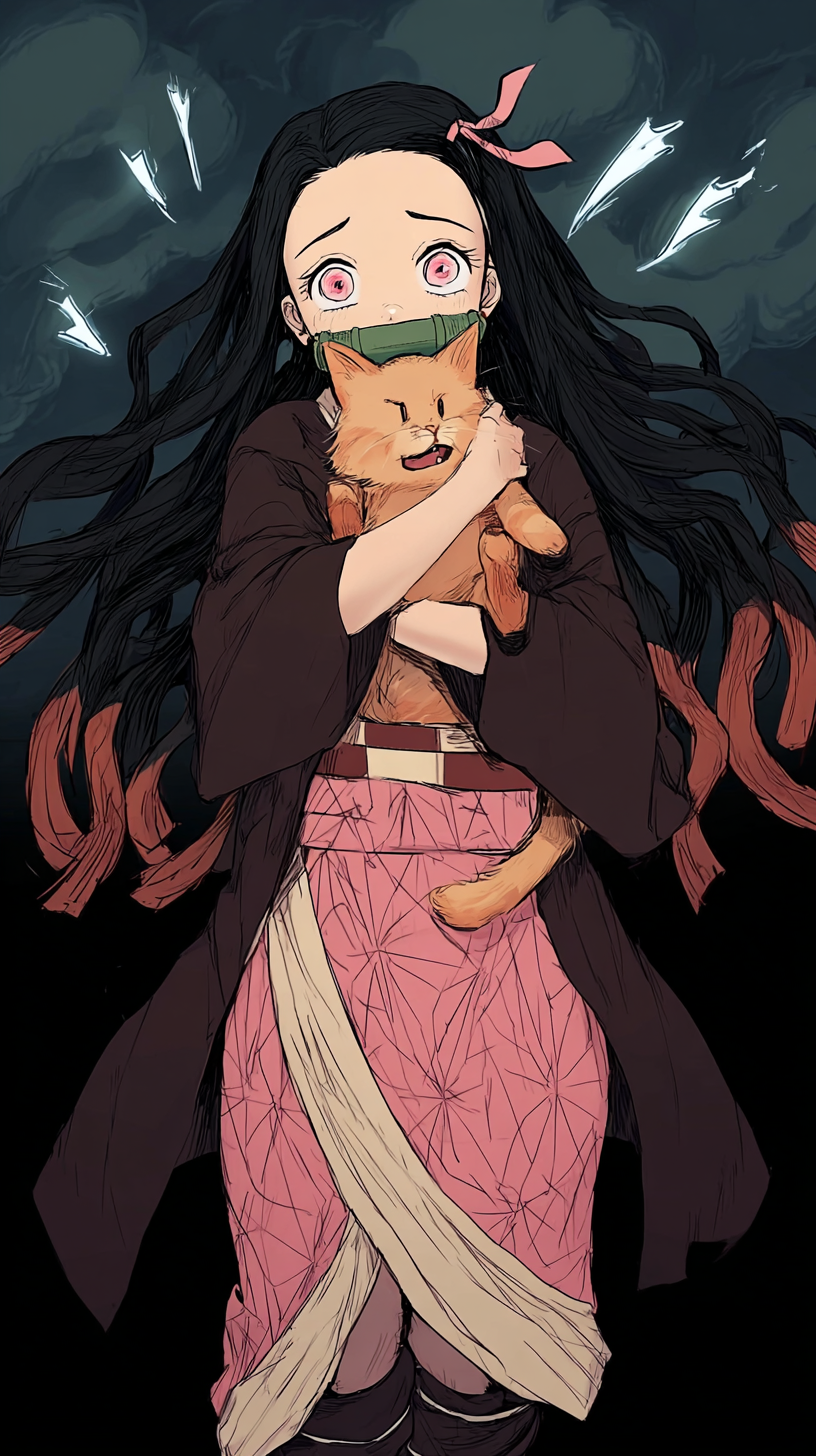 Storyboard 11: Close-up on Nezuko's horrified face - Tears streaming, eyes wide with shock