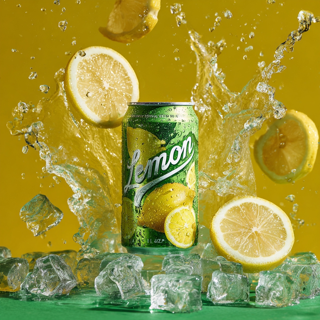 Fruit Rollercoaster Sip: Icy Lemon Soda Ad context reference image 1